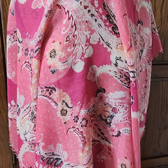 CHICOS Pink combo paisley square scarf. New with tags - Picture 3 of 14